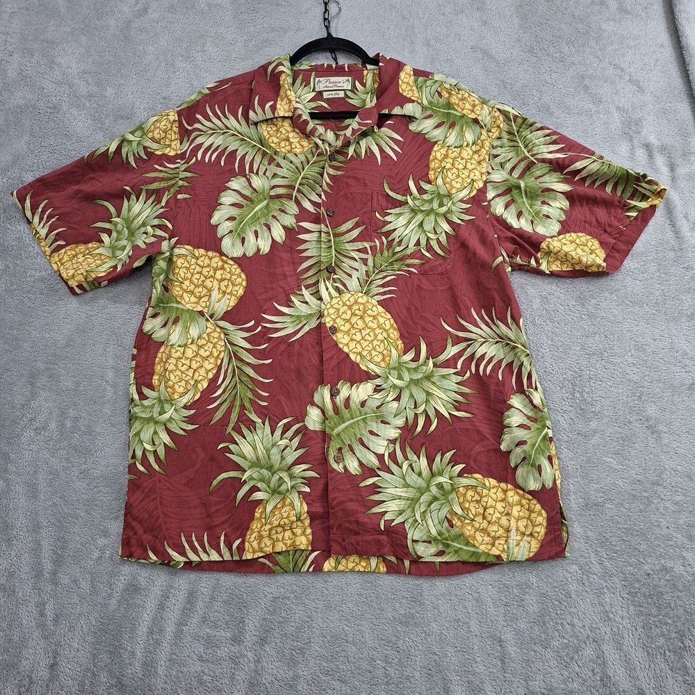 Pusser's Island Reserve Camp Shirt Mens M 100% Silk Floral Hawaiian Button‎ Up